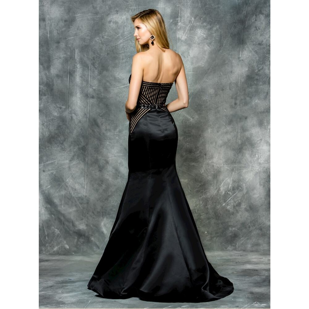 COLORS Formal Navy Blue Detailed Strapless Maxi Dress Size 4 NWT - Picture 3 of 12